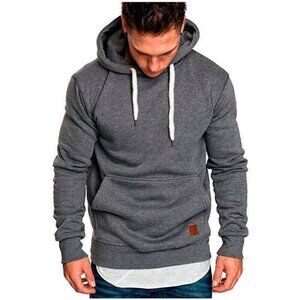 Men Hoodie Casual Hooded Solid Pocket Slim Fit Sweatshirts Pullover Sweater Tops
